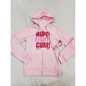 Old Navy Sweatshirt Women XS Pink Breast Cancer Awareness Full Zip Hoodie New